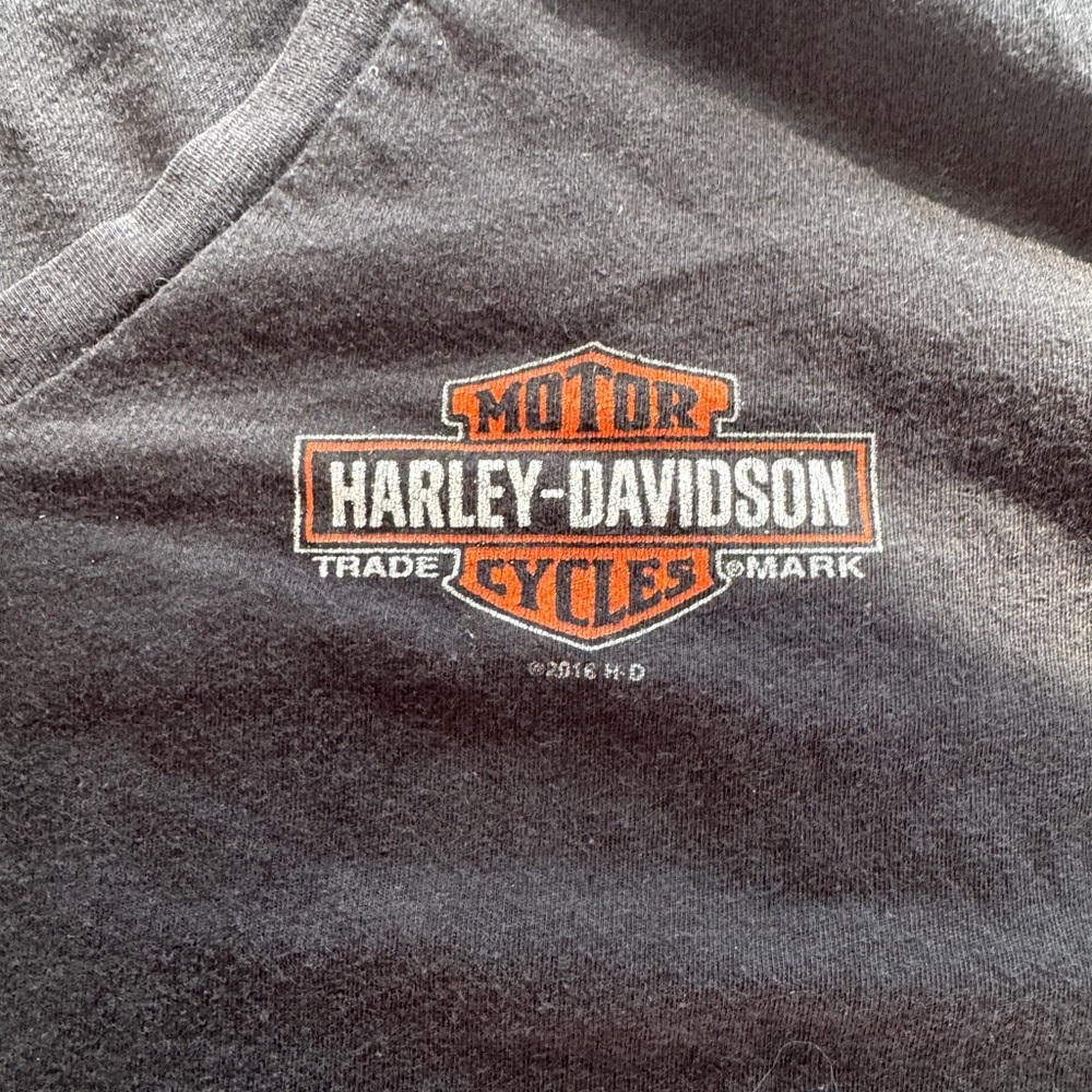Harley-Davidson Black Long Sleeve Womens V-neck Tee- Size 1X - Picture 4 of 9